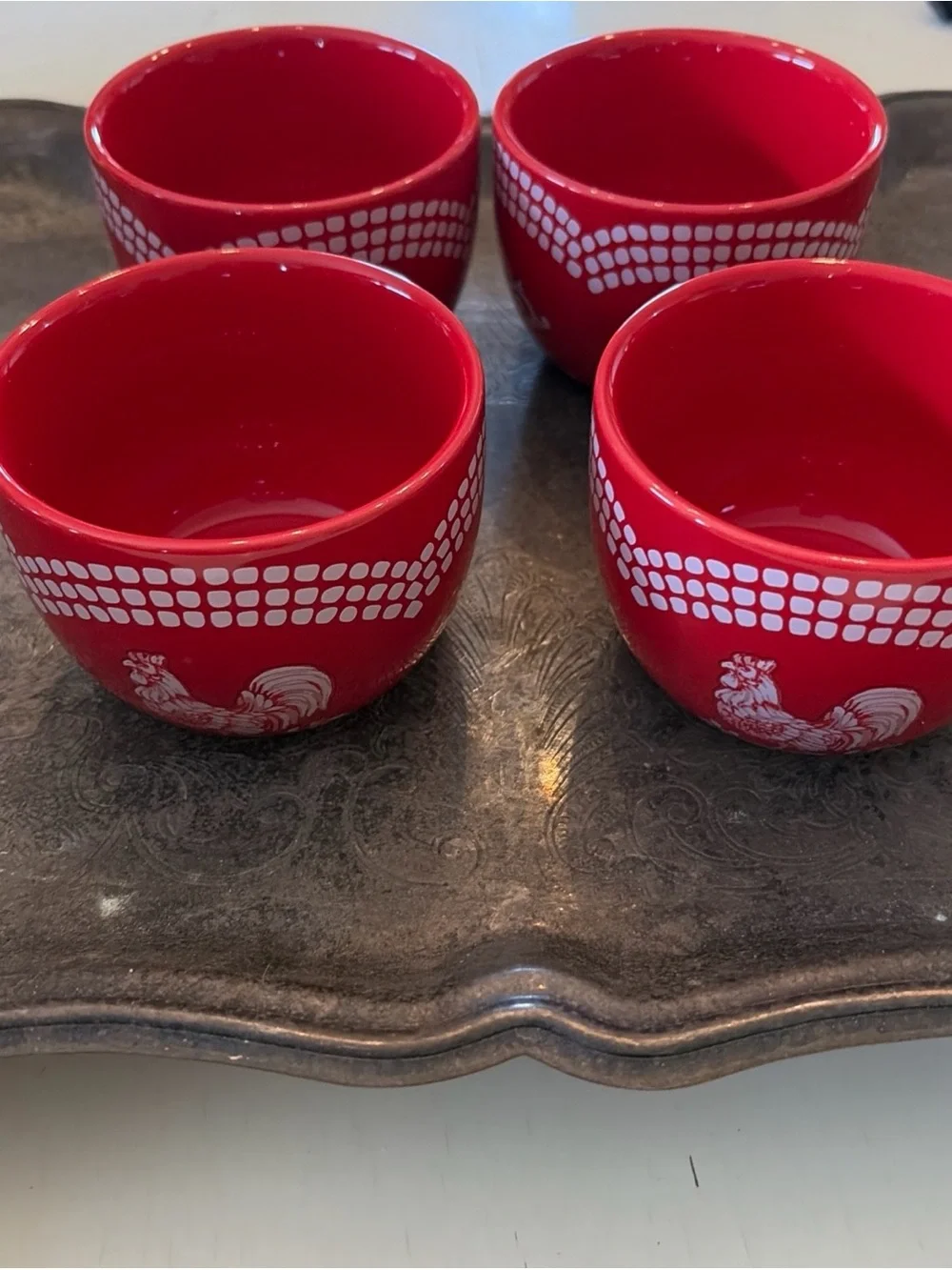 Temp-tations by Tara Red Rooster Ceramic Ramekins - Set of 4